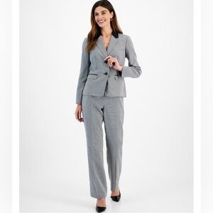 Le Suit Women's Gray/Black Checkered 2 Pc Suit- Size 10